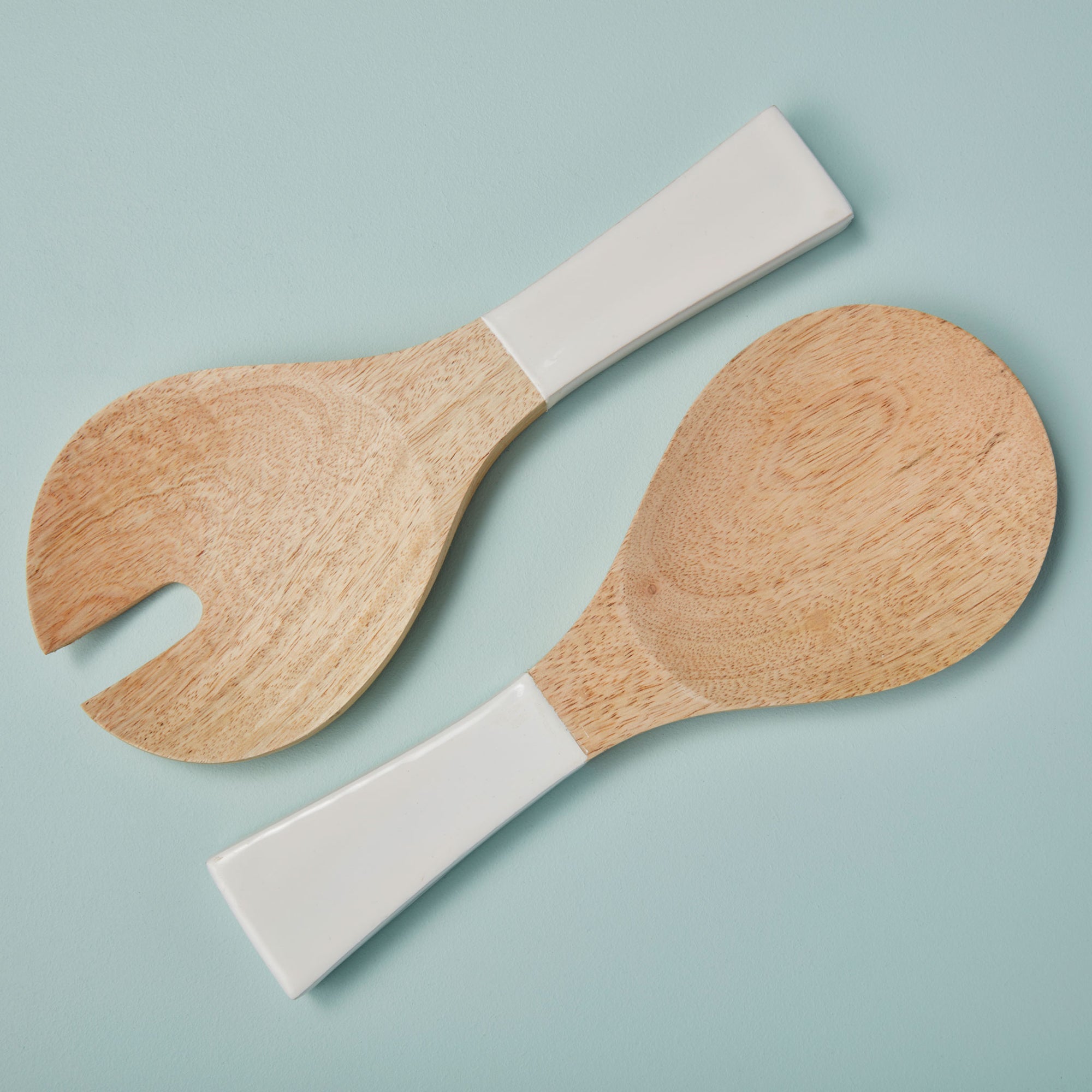 Ξύλινο Σετ Σερβιρίσματος Σαλάτας από Mango Wood (Μπολ &amp; Κουτάλες – Πλήρες Σετ)