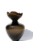 Handmade vase – Blown glass &amp; wood (29×24 cm) – Smoke
